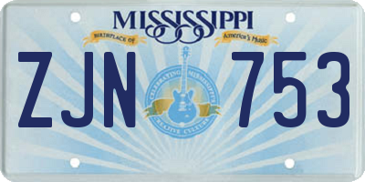 MS license plate ZJN753