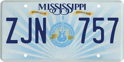 MS license plate ZJN757