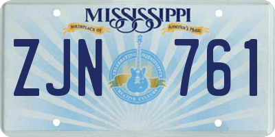 MS license plate ZJN761