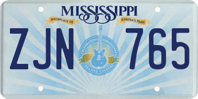 MS license plate ZJN765