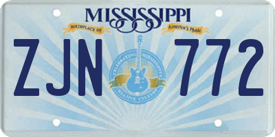 MS license plate ZJN772