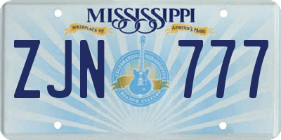 MS license plate ZJN777
