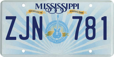 MS license plate ZJN781
