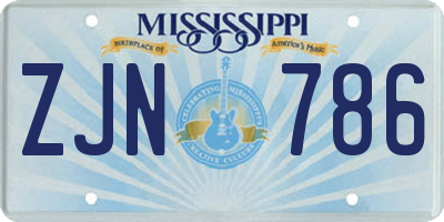 MS license plate ZJN786