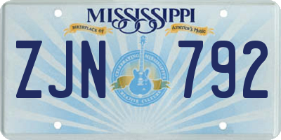 MS license plate ZJN792