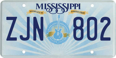 MS license plate ZJN802