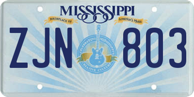 MS license plate ZJN803