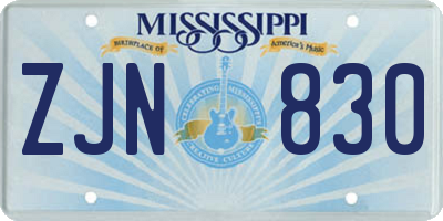 MS license plate ZJN830