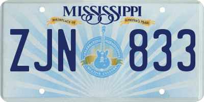 MS license plate ZJN833
