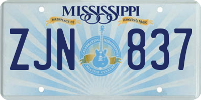 MS license plate ZJN837