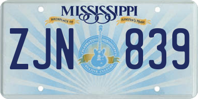 MS license plate ZJN839