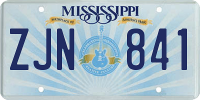 MS license plate ZJN841