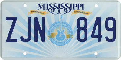 MS license plate ZJN849
