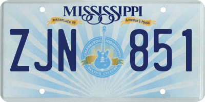 MS license plate ZJN851