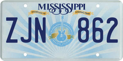 MS license plate ZJN862