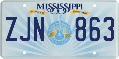 MS license plate ZJN863