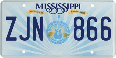 MS license plate ZJN866