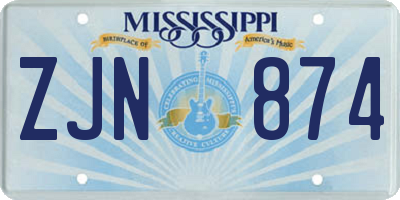 MS license plate ZJN874