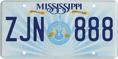 MS license plate ZJN888