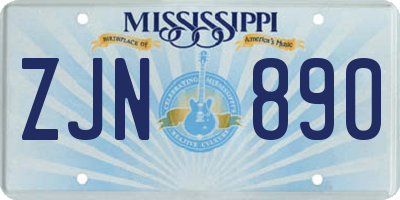 MS license plate ZJN890