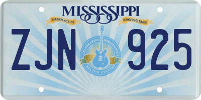 MS license plate ZJN925