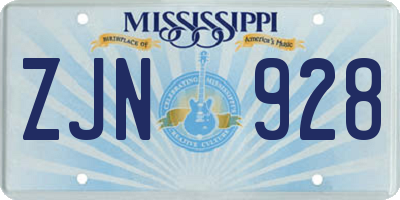 MS license plate ZJN928
