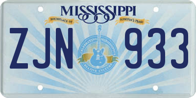 MS license plate ZJN933