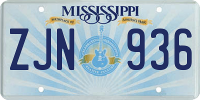MS license plate ZJN936