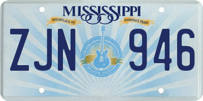 MS license plate ZJN946