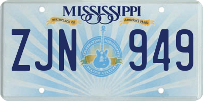 MS license plate ZJN949
