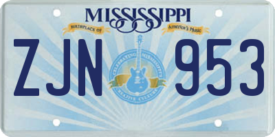 MS license plate ZJN953