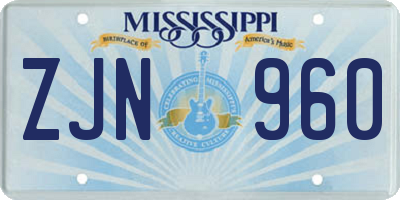 MS license plate ZJN960