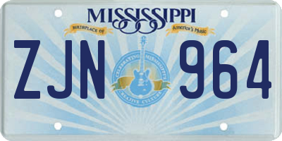 MS license plate ZJN964