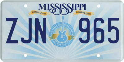 MS license plate ZJN965
