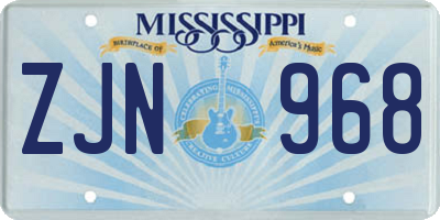 MS license plate ZJN968