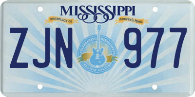 MS license plate ZJN977