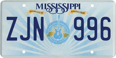 MS license plate ZJN996