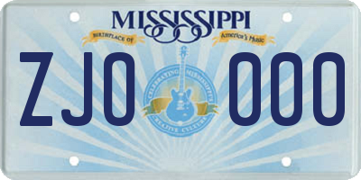 MS license plate ZJO000