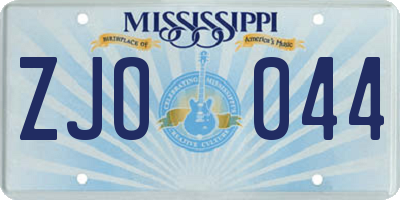 MS license plate ZJO044