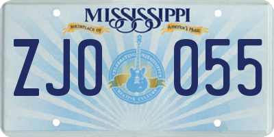 MS license plate ZJO055