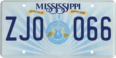 MS license plate ZJO066