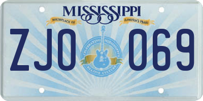 MS license plate ZJO069