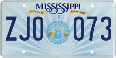 MS license plate ZJO073