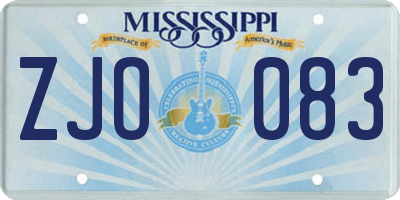 MS license plate ZJO083