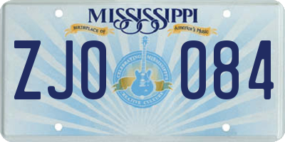 MS license plate ZJO084