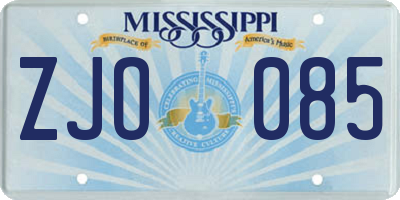 MS license plate ZJO085