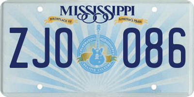 MS license plate ZJO086
