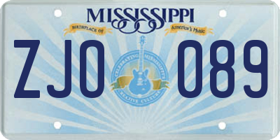 MS license plate ZJO089