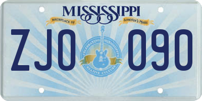 MS license plate ZJO090