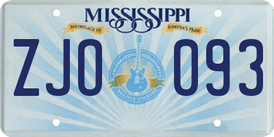 MS license plate ZJO093